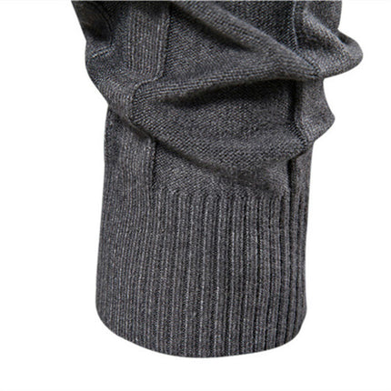 Men's Slim fit Turtleneck Sweater Casual Cable Knitted Pullover Sweaters