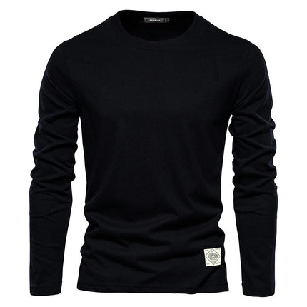 Men's Long Sleeve Soft Casual Sports T-Shirt - Cotton Round Neck Men's Bottom Top