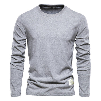 Men's Long Sleeve Soft Casual Sports T-Shirt - Cotton Round Neck Men's Bottom Top