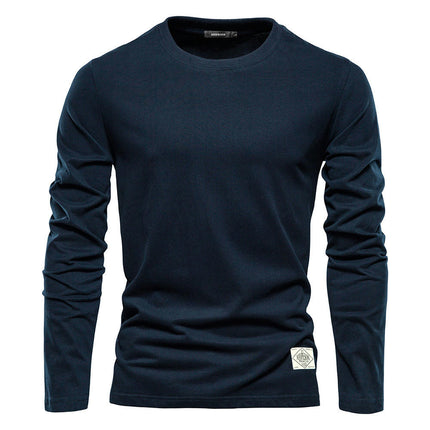 Men's Long Sleeve Soft Casual Sports T-Shirt - Cotton Round Neck Men's Bottom Top