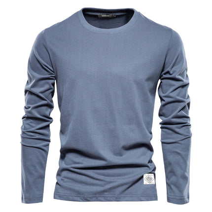 Men's Long Sleeve Soft Casual Sports T-Shirt - Cotton Round Neck Men's Bottom Top