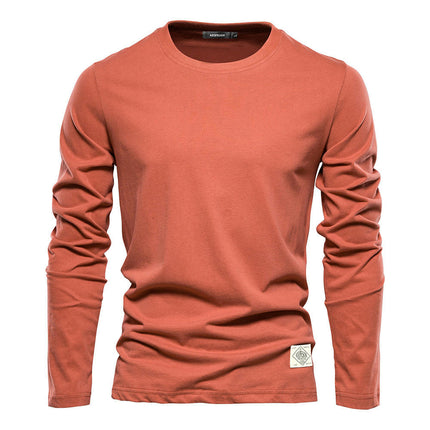 Men's Long Sleeve Soft Casual Sports T-Shirt - Cotton Round Neck Men's Bottom Top