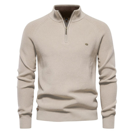 Men's Jumpers 1/4 Zip Tops Winter Warm Knit Neck Jumper Long Sleeve Soft Cozy Pullover Sweaters