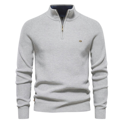 Men's Jumpers 1/4 Zip Tops Winter Warm Knit Neck Jumper Long Sleeve Soft Cozy Pullover Sweaters