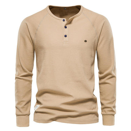 Men's Tri-Blend Long Sleeve Henley T-Shirt, Lightweight Long Sleeve Tee