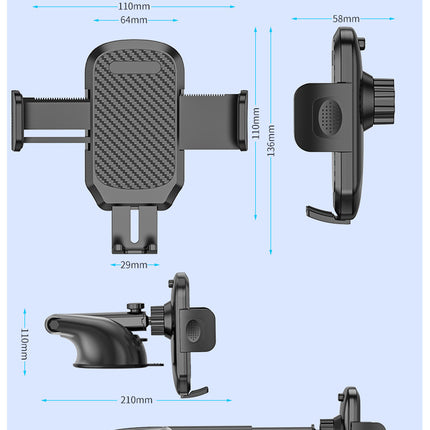 Phone Mount for Car, Long Arm Strong Suction Cup Phone Holder for Car Windshield Dashboard Air Vent