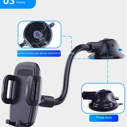 Car Phone Holder Mount,Long Arm Dashboard Windshield Phone Holder with Strong Suction