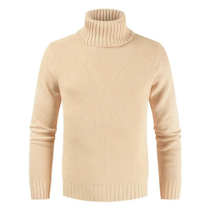 Men's Jumpers Turtle Neck Ribbed Knitted Jumper Long Sleeved Causal Slim Fit Sweater Pullover