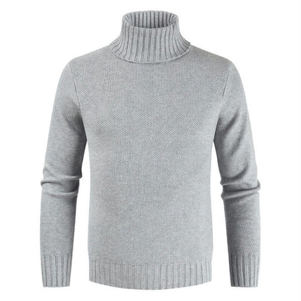 Men's Jumpers Turtle Neck Ribbed Knitted Jumper Long Sleeved Causal Slim Fit Sweater Pullover