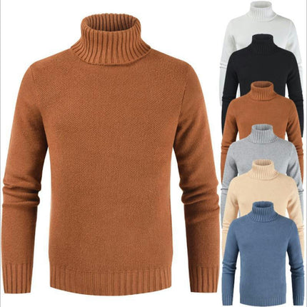 Men's Jumpers Turtle Neck Ribbed Knitted Jumper Long Sleeved Causal Slim Fit Sweater Pullover