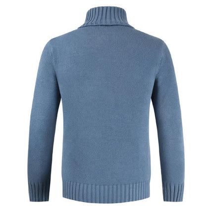 Men's Jumpers Turtle Neck Ribbed Knitted Jumper Long Sleeved Causal Slim Fit Sweater Pullover