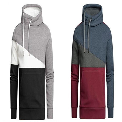 Men's Color Block Pullover Hoodie Casual Fleece Long Sleeve Hooded Sweatshirt