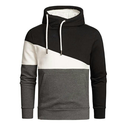 Men's Color Block Pullover Hoodie Casual Fleece Long Sleeve Hooded Sweatshirt