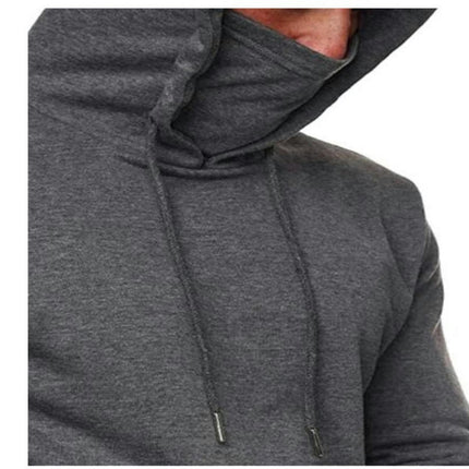 Men Casual Hooded Long Sleeve Hoodie Pullover with Mask Sweatshirt