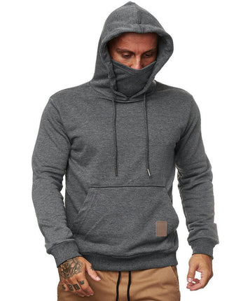 Men Casual Hooded Long Sleeve Hoodie Pullover with Mask Sweatshirt