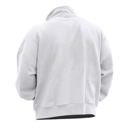 Men's 1/4 Zip Fleece Sweatshirt Casual Long Sleeve Band Collar Pullover Sweatshirts