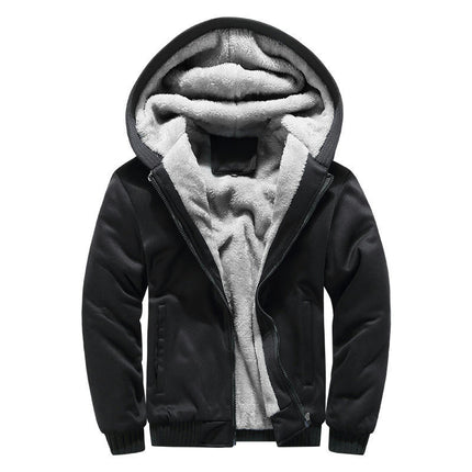 Men's Zip Up Plush Fleece Hoodies Long Sleeve Cardigan Casual Loose Sweatshirt