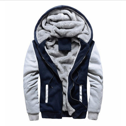 Men's Zip Up Plush Fleece Hoodies Long Sleeve Cardigan Casual Loose Sweatshirt