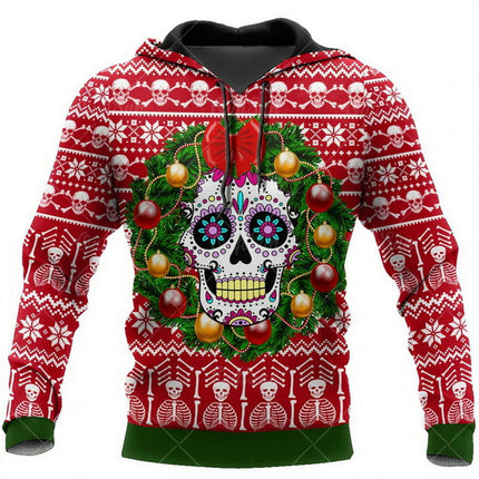 Men's 3D Printed Hoodie Novelty Skull Sweatshirt Pullover with Pocket Hoodies 1