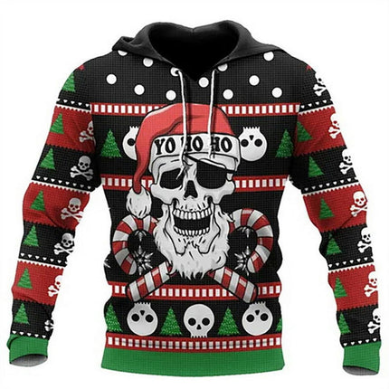 Men's 3D Printed Hoodie Novelty Skull Sweatshirt Pullover with Pocket Hoodies