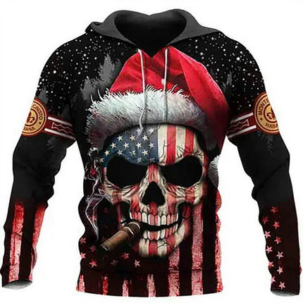 Men's 3D Printed Hoodie Novelty Skull Sweatshirt Pullover with Pocket Hoodies