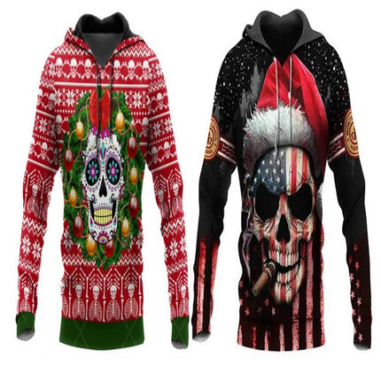 Men's 3D Printed Hoodie Novelty Skull Sweatshirt Pullover with Pocket Hoodies