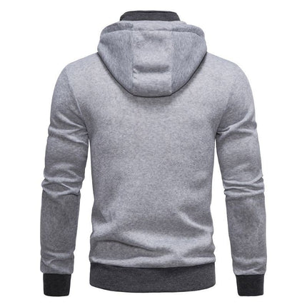 Men's Slim Fit Long Sleeve Zip-up Hoodie Color Block Sweatshirt with Pocket