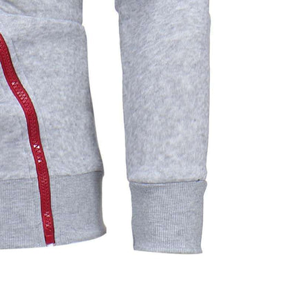 Men Long Sleeve Hoodie Drawstring Side Zipper Slim Fit Sweatshirt