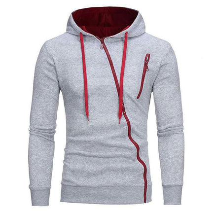 Men Long Sleeve Hoodie Drawstring Side Zipper Slim Fit Sweatshirt