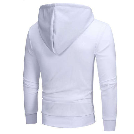 Men Long Sleeve Hoodie Drawstring Side Zipper Slim Fit Sweatshirt