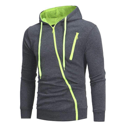 Men Long Sleeve Hoodie Drawstring Side Zipper Slim Fit Sweatshirt