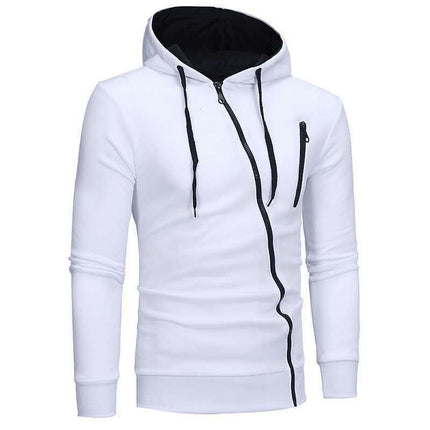 Men Long Sleeve Hoodie Drawstring Side Zipper Slim Fit Sweatshirt