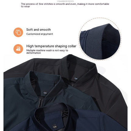 Men's Jacket Casual Windproof Jacket Full Zip Windbreaker Jacket with Pockets