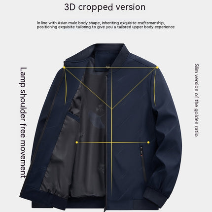 Men's Jacket Casual Windproof Jacket Full Zip Windbreaker Jacket with Pockets