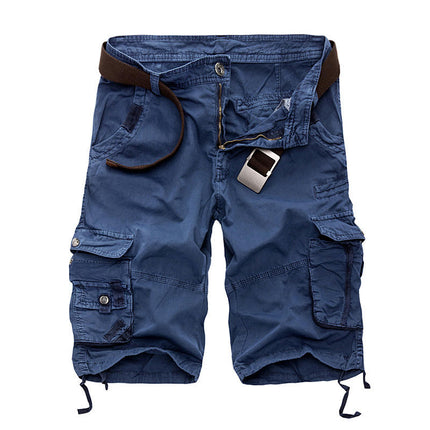 Men's Lightweight Multi Pocket Cotton Cargo Shorts,Twill Shorts with Zipper Pockets(No Belt)