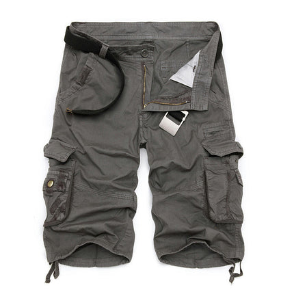 Men's Lightweight Multi Pocket Cotton Cargo Shorts,Twill Shorts with Zipper Pockets(No Belt)