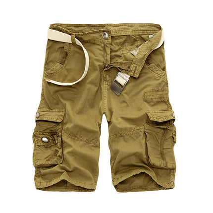 Men's Lightweight Multi Pocket Cotton Cargo Shorts,Twill Shorts with Zipper Pockets(No Belt)