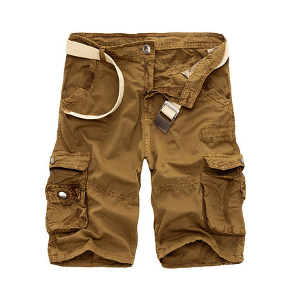 Men's Lightweight Multi Pocket Cotton Cargo Shorts,Twill Shorts with Zipper Pockets(No Belt)