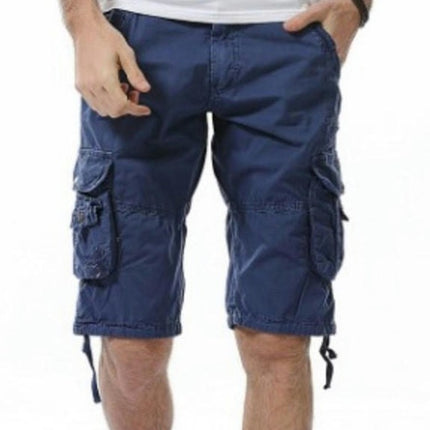 Men's Lightweight Multi Pocket Cotton Cargo Shorts,Twill Shorts with Zipper Pockets(No Belt)