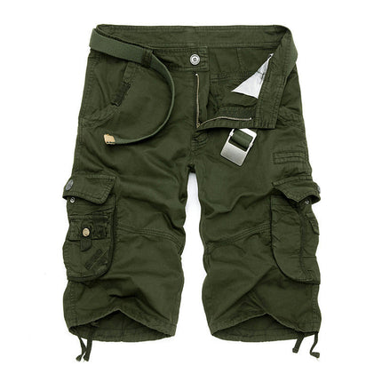 Men's Lightweight Multi Pocket Cotton Cargo Shorts,Twill Shorts with Zipper Pockets(No Belt)