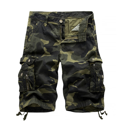 Men's Cargo Shorts Relaxed Fit Camo Short Multi-Pocket Cotton Shorts with No Belt