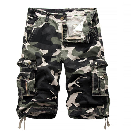 Men's Cargo Shorts Relaxed Fit Camo Short Multi-Pocket Cotton Shorts with No Belt