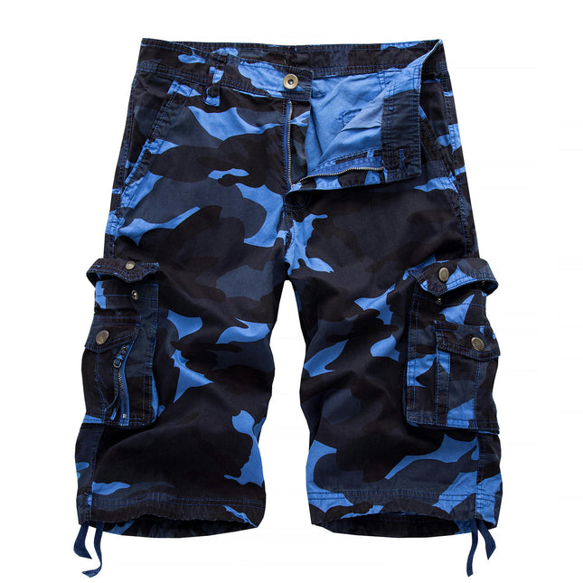 Men's Cargo Shorts Relaxed Fit Camo Short Multi-Pocket Cotton Shorts with No Belt