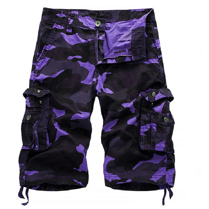 Men's Cargo Shorts Relaxed Fit Camo Short Multi-Pocket Cotton Shorts with No Belt