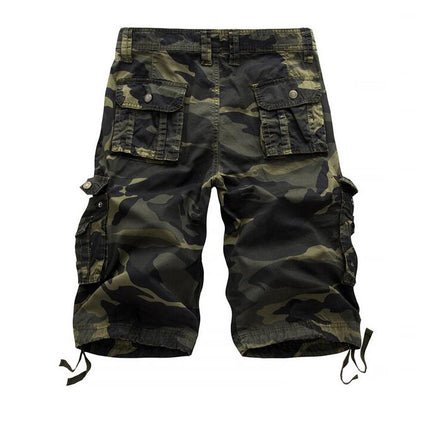 Men's Cargo Shorts Relaxed Fit Camo Short Multi-Pocket Cotton Shorts with No Belt