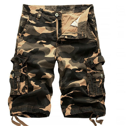 Men's Cargo Shorts Relaxed Fit Camo Short Multi-Pocket Cotton Shorts with No Belt