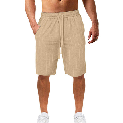 Men's Linen Shorts Casual Drawstring Summer Beach Shorts for Men