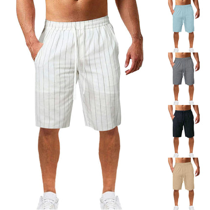 Men's Linen Shorts Casual Drawstring Summer Beach Shorts for Men