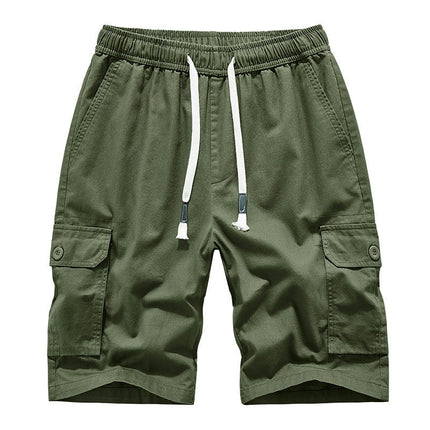 Men's Casual Cargo Shorts Cotton Drawstring Short with Pockets