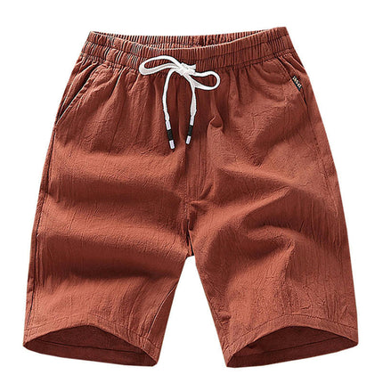 Men's Shorts Casual Summer Beach Drawstring Linen Cotton Short with Pockets